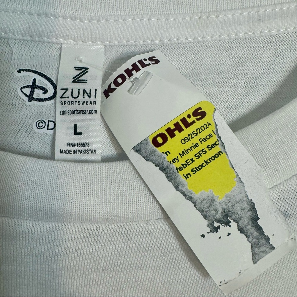 NWOT. Disney Zuni sportswear Minnie Mouse Minnie Face w/ Leopard bow Size Large - Picture 5 of 8